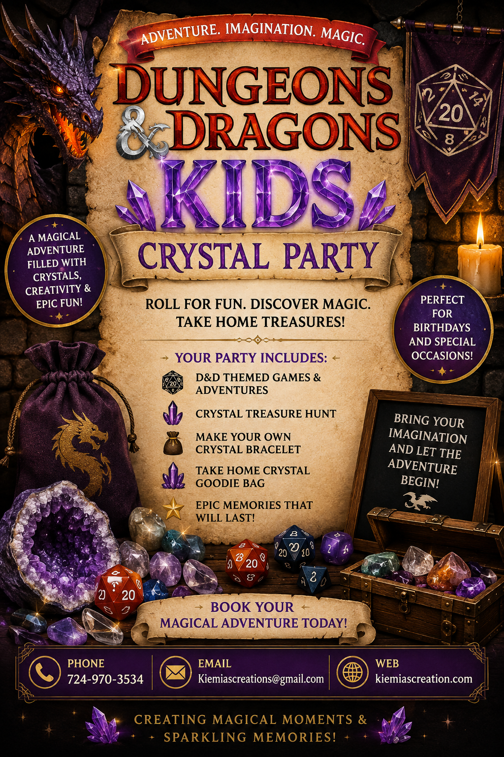 Dungeons & Dragons Kids Crystal Party flyer