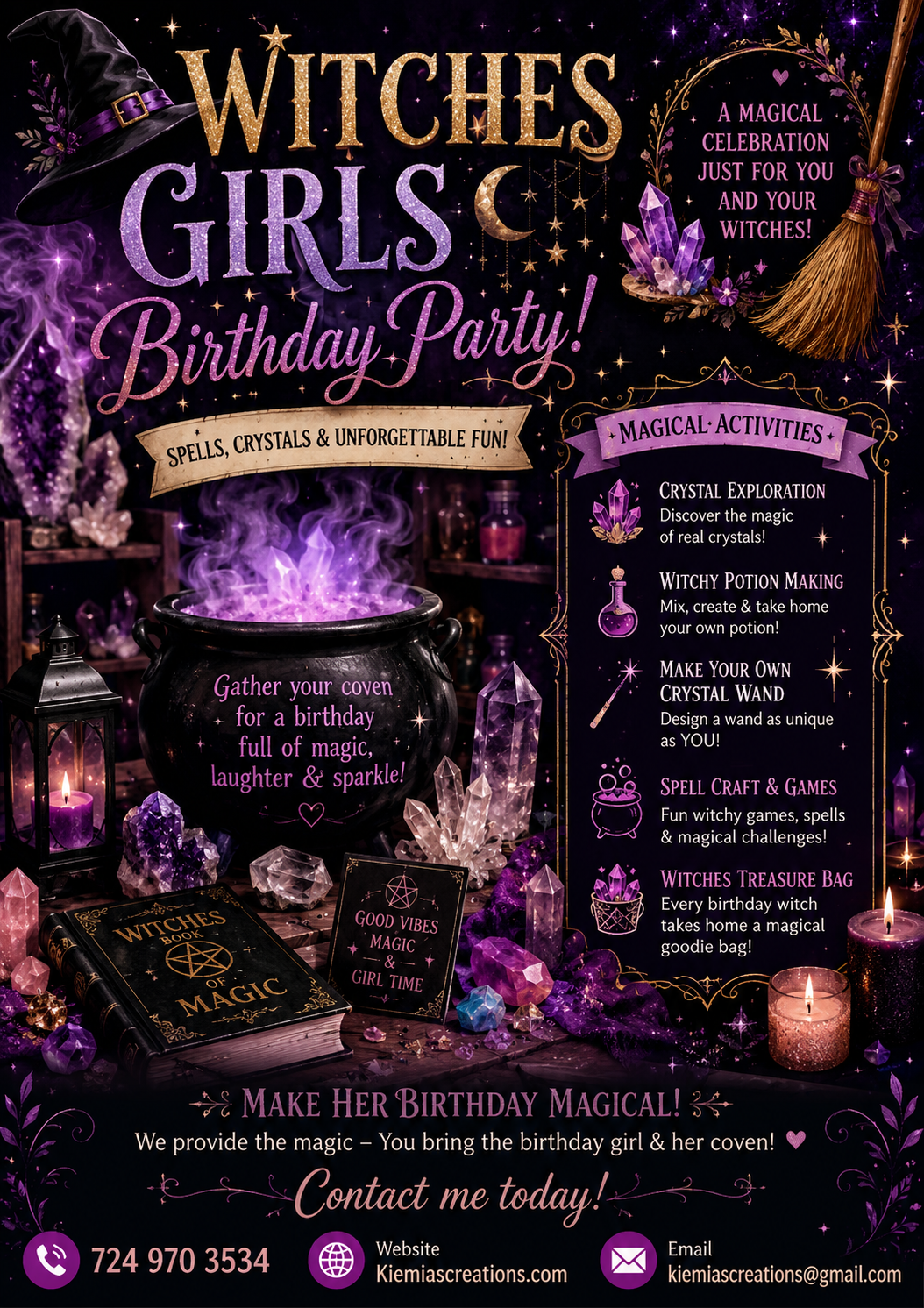 Witches Girls Birthday Party flyer